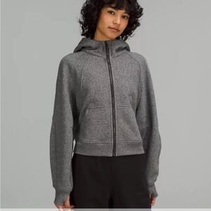 NEW Scuba Oversized Full-Zip Hoodie Heathered Speckled Black